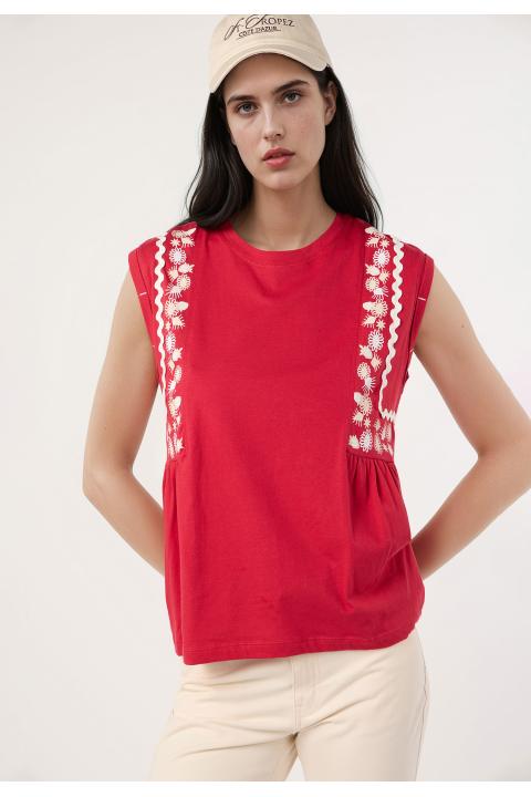 Camiseta flores ondas ROJO