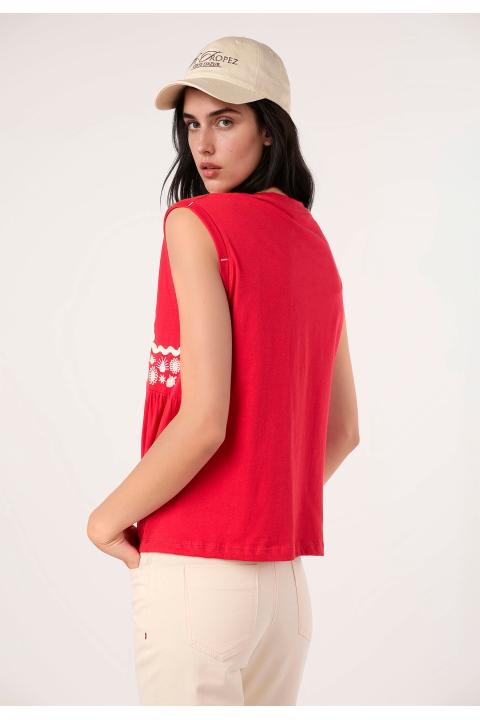 Camiseta flores ondas ROJO