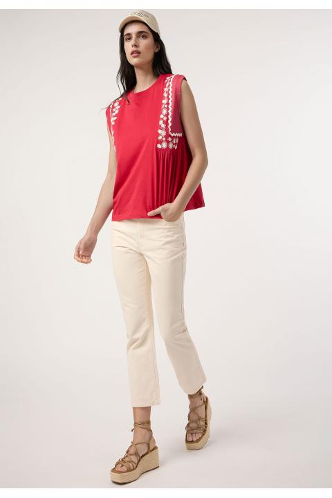 Camiseta flores ondas ROJO