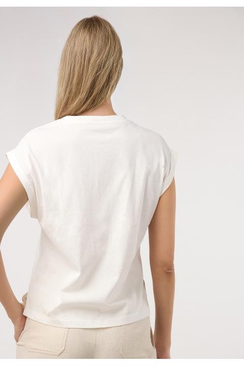 Camiseta flor tachas CRUDO
