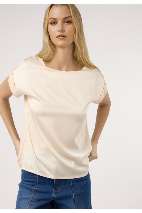 Camiseta lisa 2 tejidos BEIGE