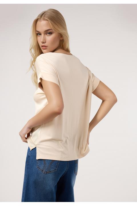 Camiseta lisa 2 tejidos BEIGE
