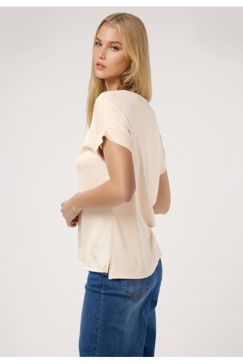 Camiseta lisa 2 tejidos BEIGE