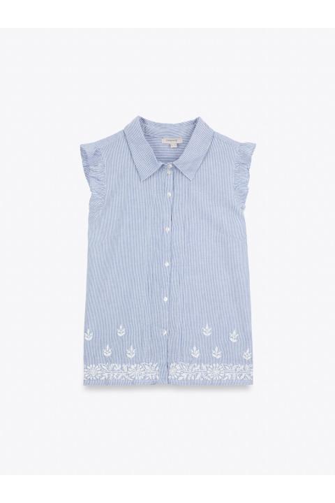 Blusa raya con bordado AZUL