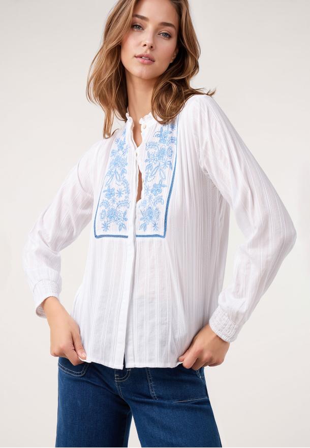 Blusa bodado flores BLANCO