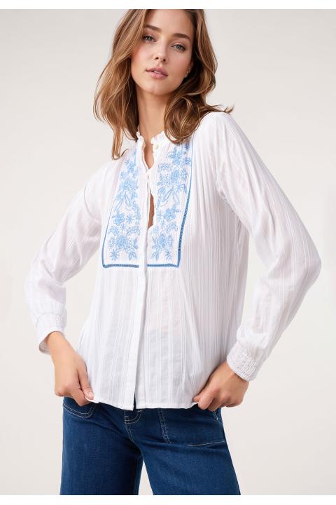 Blusa bodado flores BLANCO