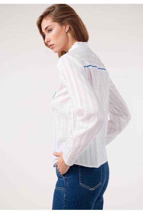 Blusa bodado flores BLANCO