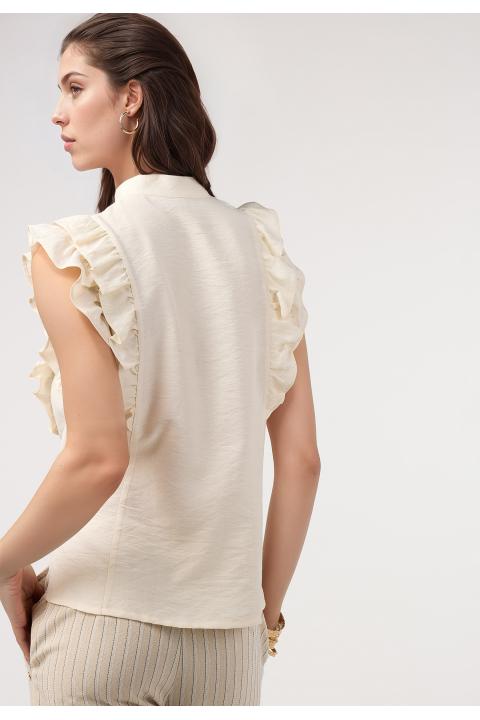 Blusa lisa volantes hombros CRUDO