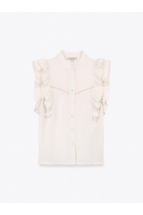 Blusa lisa volantes hombros CRUDO