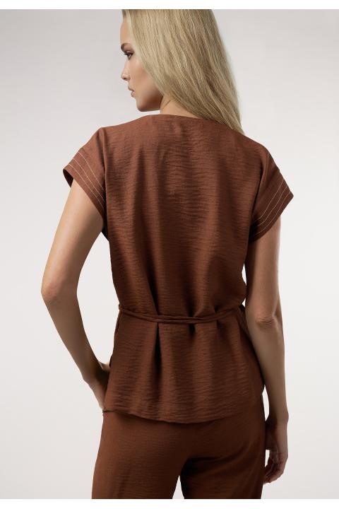 Blusa-chaleco pespuntes MARRON