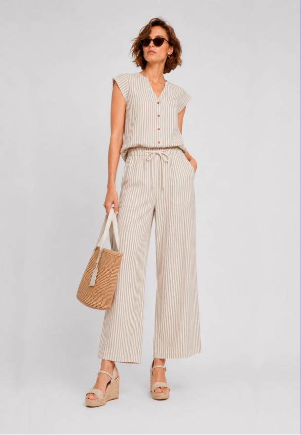 Camisa rayas finas BEIGE
