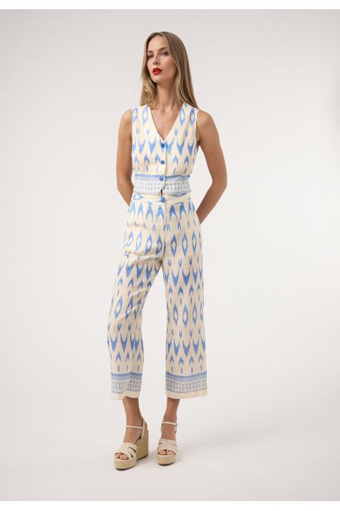 Top-chaleco cenefa. Conjunto AZUL
