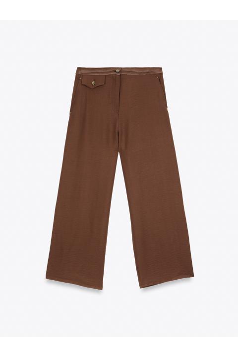 Pantalón culotte pespuntes MARRON