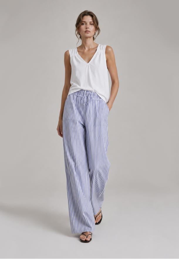 Pantalón cargo rayas finas largo fluido AZUL MARINO