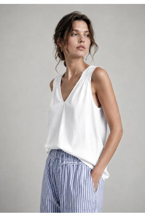 Pantalón cargo rayas finas largo fluido AZUL MARINO