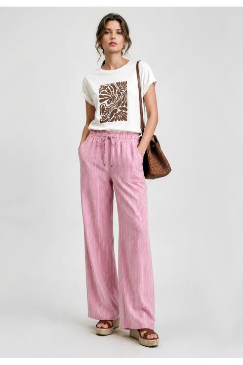 Pantalón cargo rayas bicolor largo ROSA