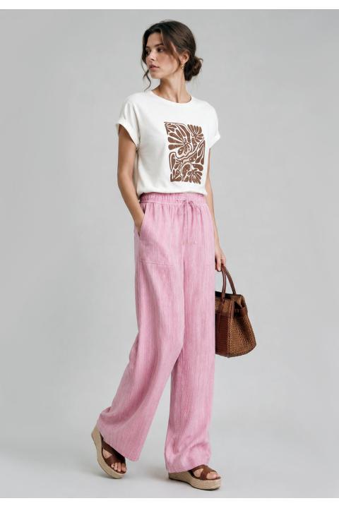 Pantalón cargo rayas bicolor largo ROSA
