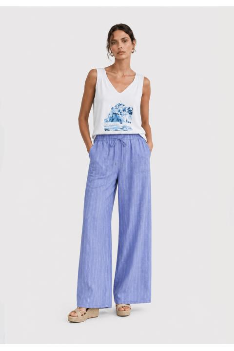 Pantalón cargo rayas bicolor largo AZUL
