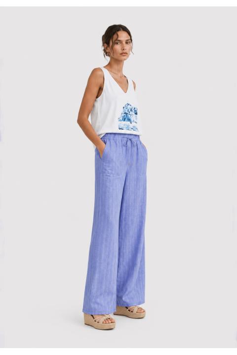 Pantalón cargo rayas bicolor largo AZUL
