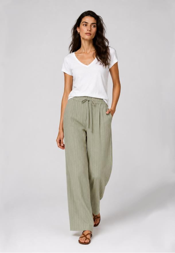 Pantalón cargo rayas bicolor largo VERDE