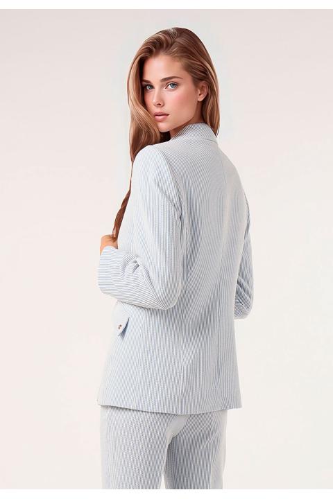 Blazer rayas seersucker. Traje AZUL