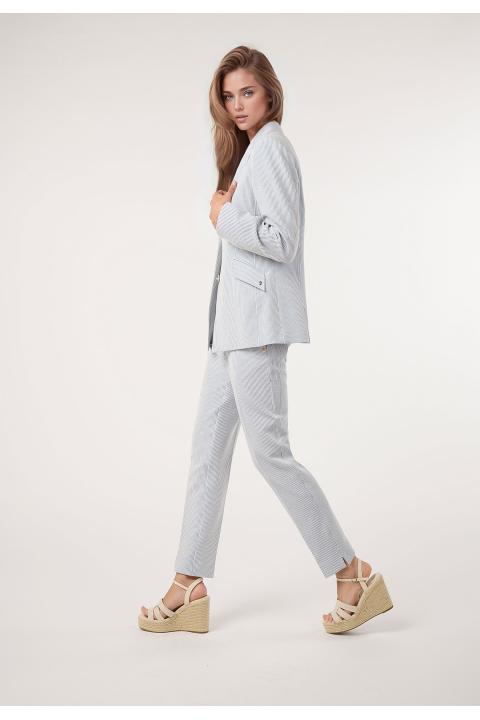 Blazer rayas seersucker. Traje AZUL