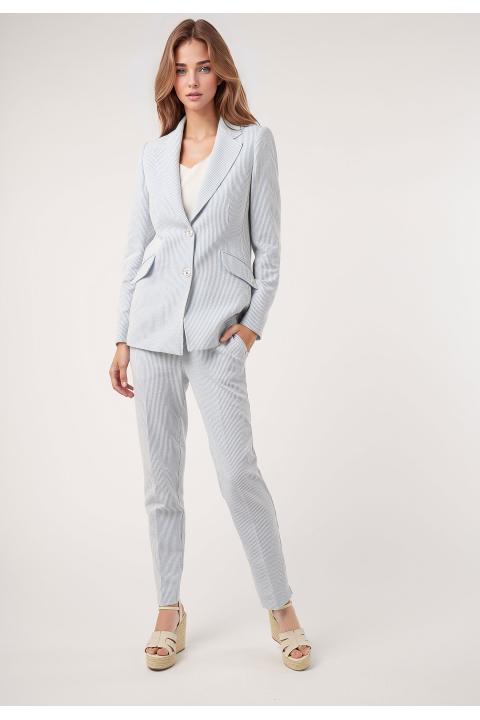 Blazer rayas seersucker. Traje AZUL