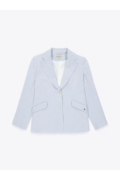 Blazer rayas seersucker. Traje AZUL