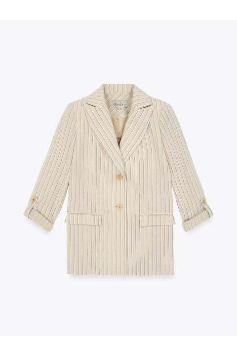 Blazer rayas lino. Traje BEIGE
