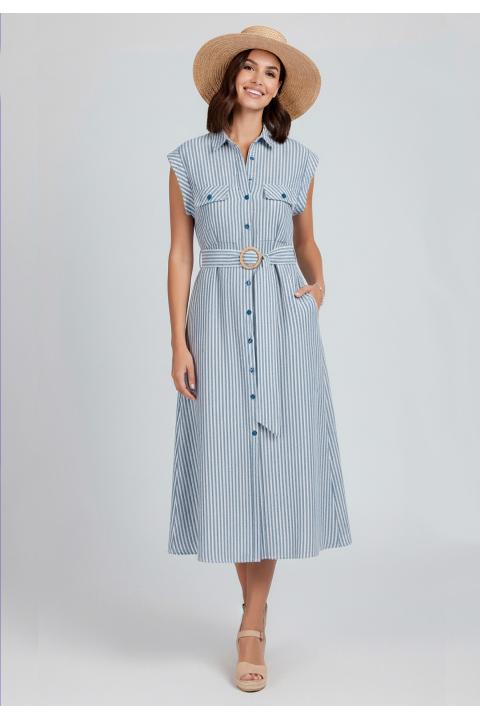 Vestido camisero rayas AZUL MARINO