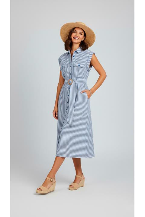 Vestido camisero rayas AZUL MARINO