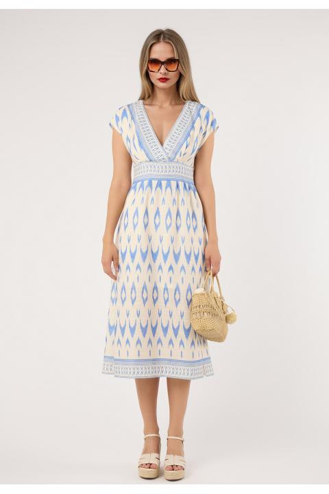 Vestido midi cenefa AZUL