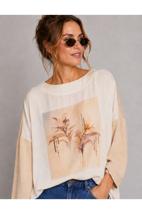 T-shirt sublimada flowers ROSA NUDE