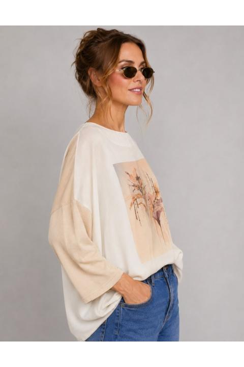 T-shirt sublimada flowers ROSA NUDE
