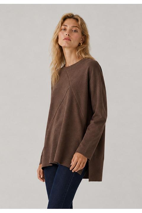 Sweatshirt knit panel seams MARRON