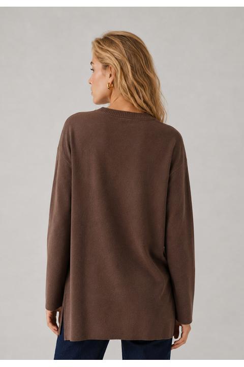 Sweatshirt knit panel seams MARRON