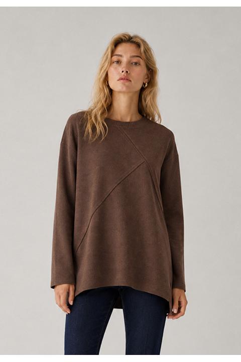 Sudadera punto cortes MARRON