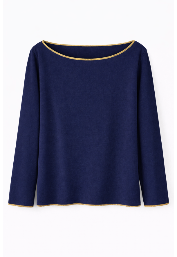 T-shirt cinta oro barco AZUL MARINO