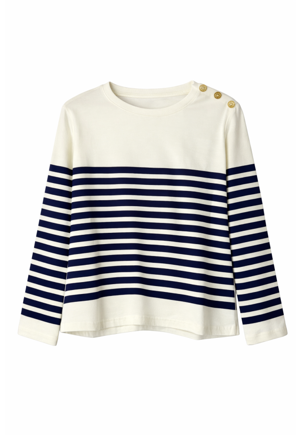 T-shirt stripes with buttons AZUL MARINO