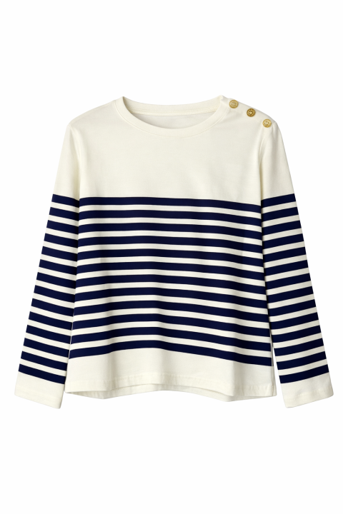 T-shirt stripes with buttons AZUL MARINO