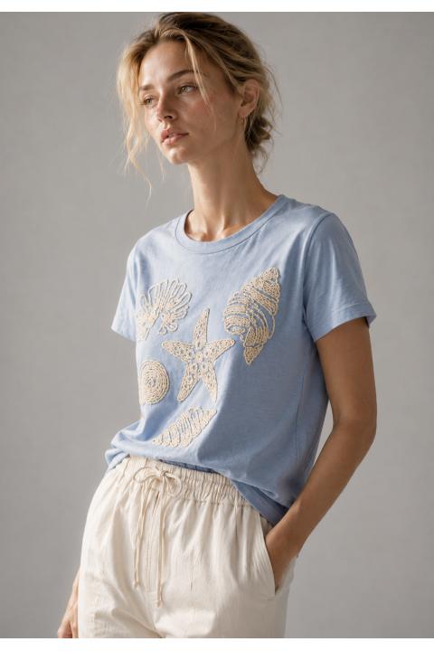 camiseta caracoles AZUL