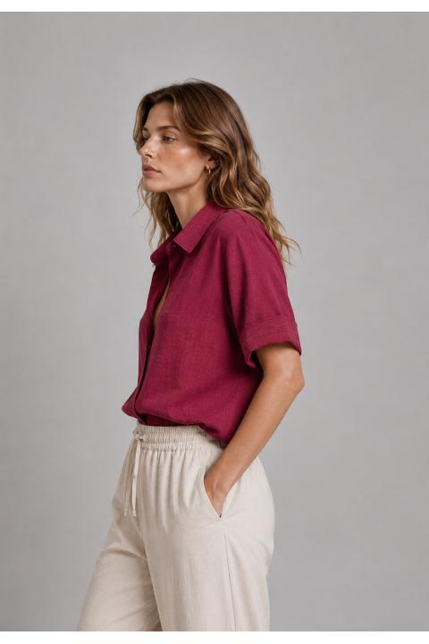 Blusa escote pico ROSA