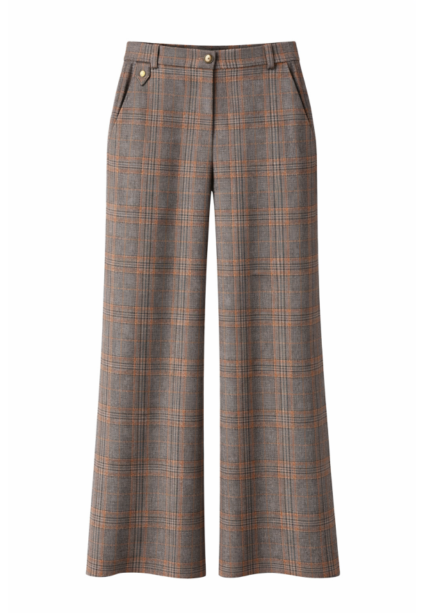 Pantalón experience crop cuadros MARRON