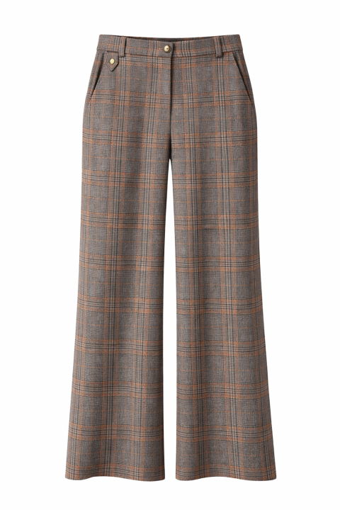 Pantalón experience crop cuadros MARRON