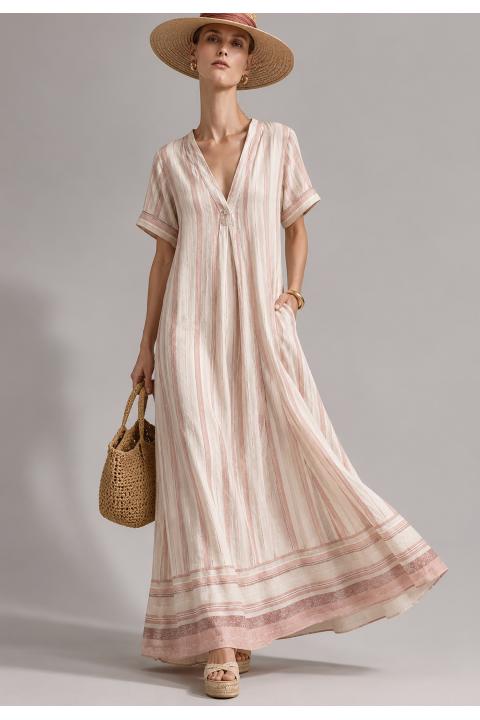 Vestido raya ancha ROSA