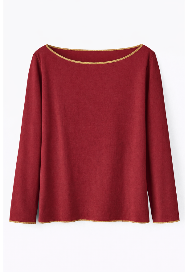 Camiseta cinta oro barco GRANATE