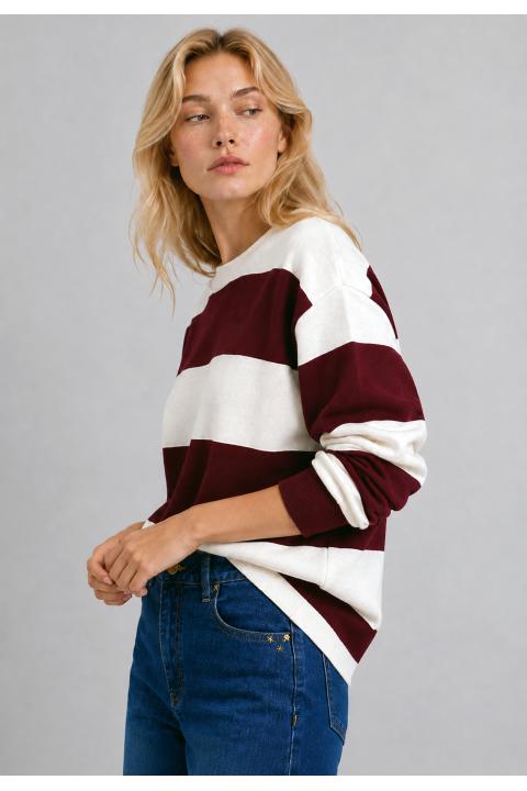 Sweatshirt stripes GRANATE