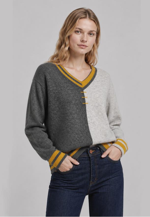 Jersey pico contraste GRIS