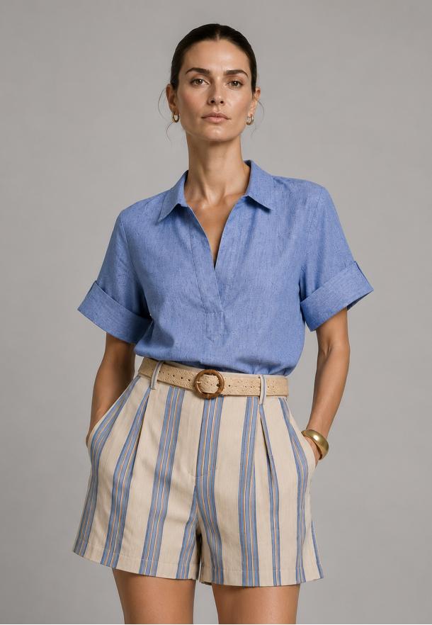 Blouse escote V-neck AZUL