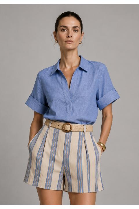 Blouse escote V-neck AZUL